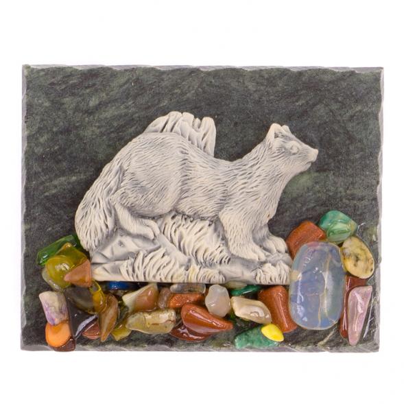 Магнит &amp;quot;Соболь на траве&amp;quot; змеевик мрамолит 126125