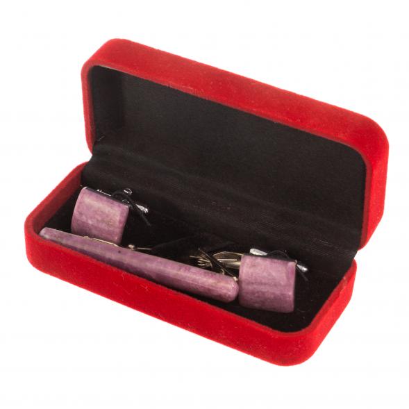 Набор запонки квадратные зажим для галстука камень турмалин 126515