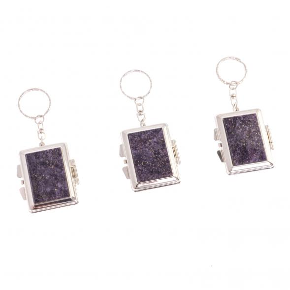 Складное зеркало брелок из сиреневого флюорита прямоугольное 126592