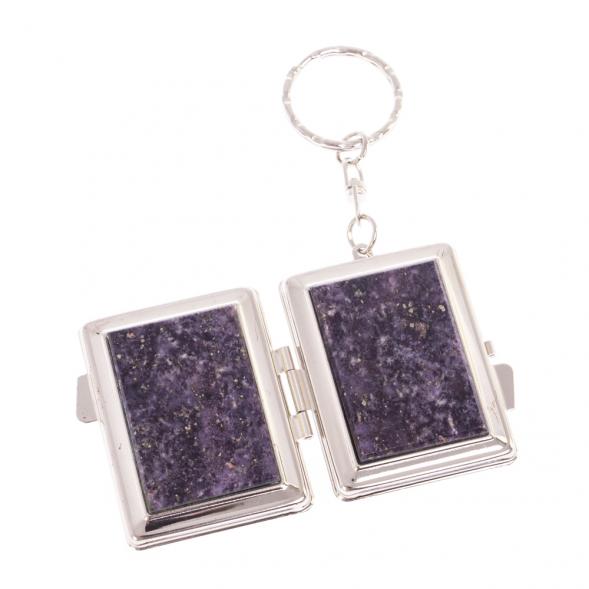 Складное зеркало брелок из сиреневого флюорита прямоугольное 126592