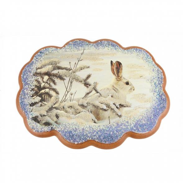 Панно с рисунком из камня &amp;quot;Заяц беляк&amp;quot; 25х19 см 112564