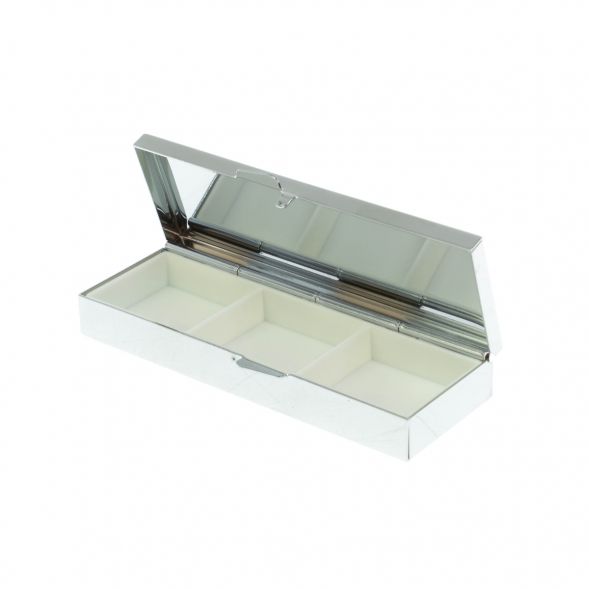 Таблетница на 3 отделения камень жадеит цвет серебро 129287