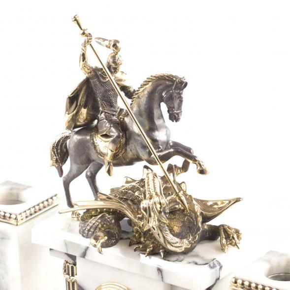 Письменный прибор из натурального мрамора и бронзы &amp;quot;Георгий Победоносец&amp;quot; 121412