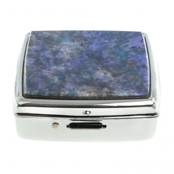 Таблетница на 2 отсека камень лазурит иркутский цвет серебро 123361