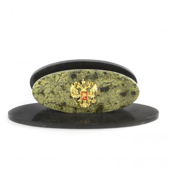 Настольная визитница &amp;quot;Овал&amp;quot; змеевик 114023