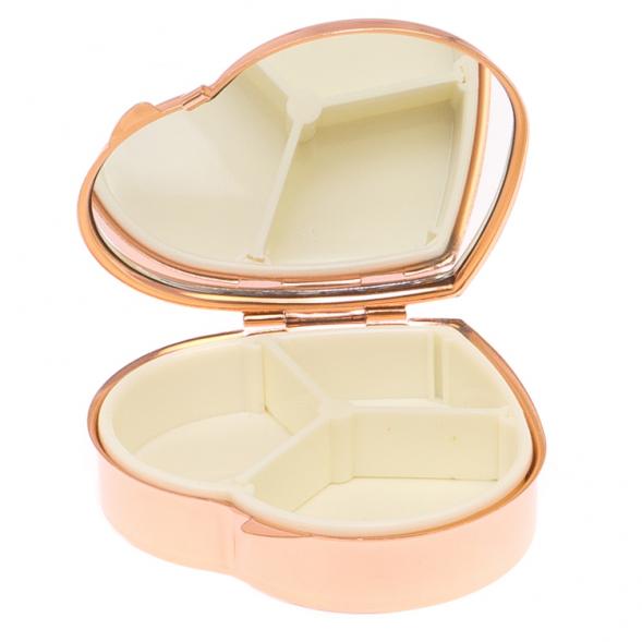 Таблетница &amp;quot;Сердце&amp;quot; на 3 отделения камень оникс цвет красное золото 125686