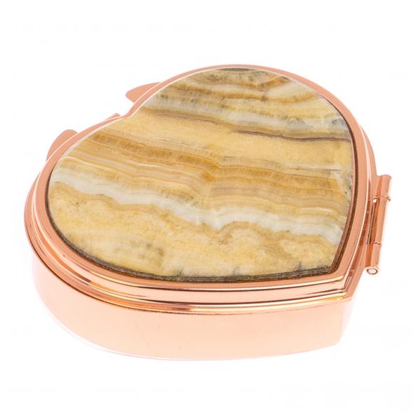 Таблетница &amp;quot;Сердце&amp;quot; на 3 отделения камень оникс цвет красное золото 125686