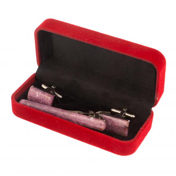 Набор запонки прямоугольные зажим для галстука камень турмалин 126516