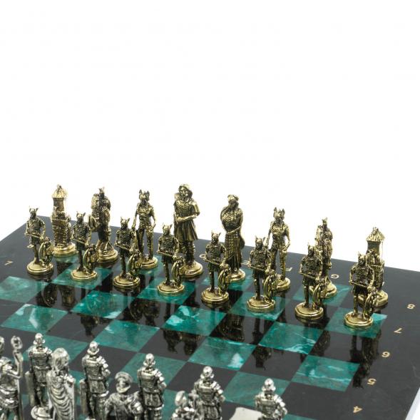 Шахматы подарочные &amp;quot;Галлы и Римляне&amp;quot; 36х36 см из змеевика 128229