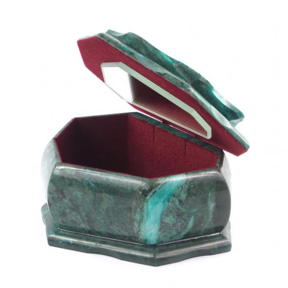 Каменная шкатулка &amp;quot;Ракушка&amp;quot; змеевик креноид 14х10х9 см 121413