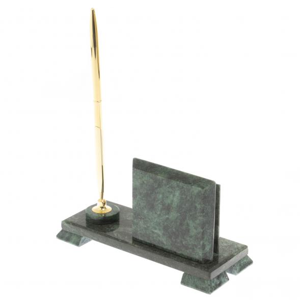 Настольная визитница из камня змеевик 113276