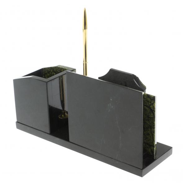 Настольная визитница &amp;quot;Щит&amp;quot; из змеевика 114024