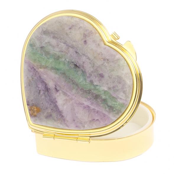 Таблетница &amp;quot;Сердце&amp;quot; на 3 отделения зеленый флюорит цвет золото 125764