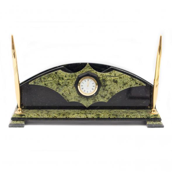 Настольный набор с ручками камень змеевик 117002