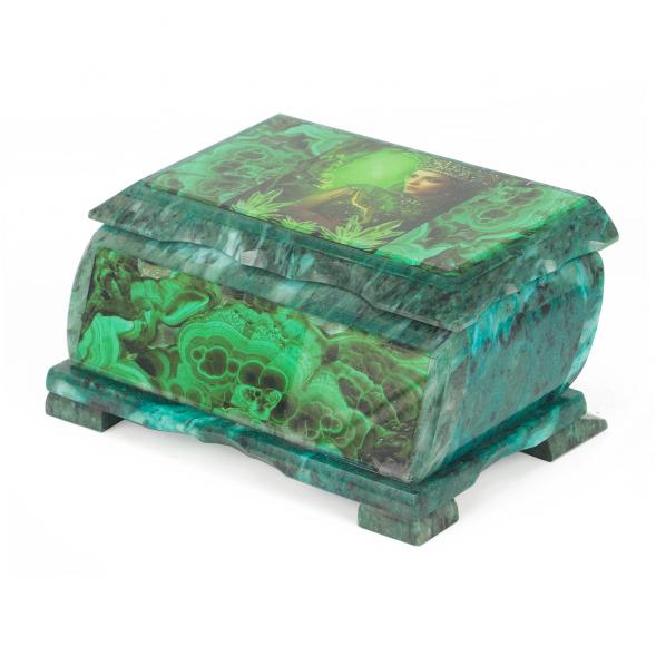 Шкатулка Хозяйка медной горы с иллюстрацией под малахит н2 17,5х10,5х8 см 118777