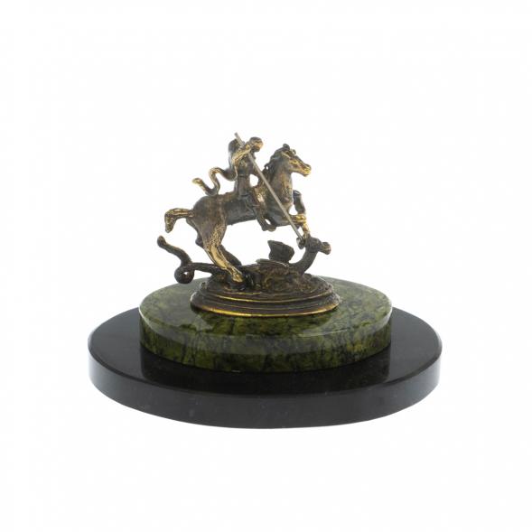 Декоративная статуэтка из бронзы &amp;quot;Святой Георгий&amp;quot; камень змеевик 119670