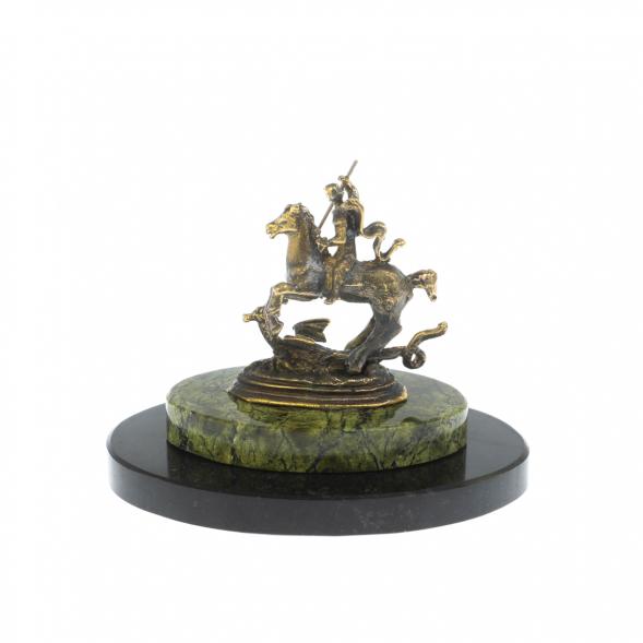 Декоративная статуэтка из бронзы &amp;quot;Святой Георгий&amp;quot; камень змеевик 119670