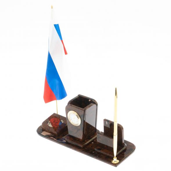 Письменный набор &amp;quot;Символ России&amp;quot; камень обсидиан 121952