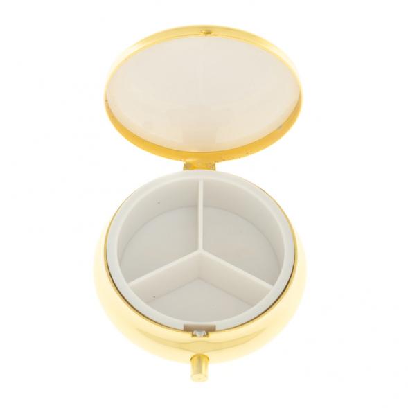 Таблетница на 3 отсека камень голубой апатит цвет золото 125536