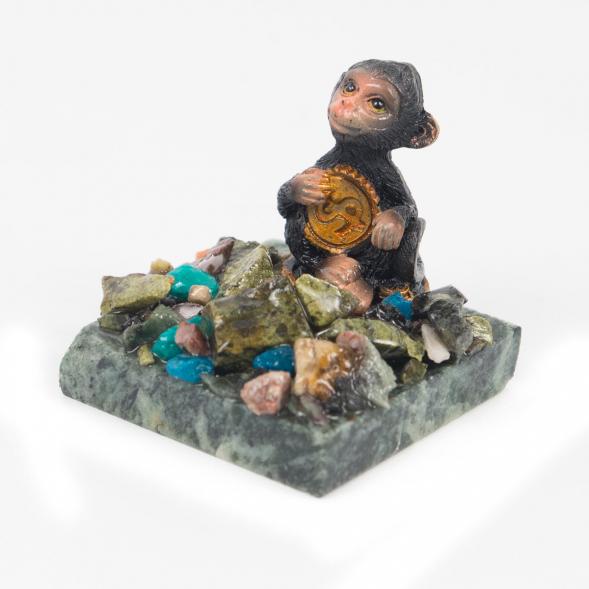 Сувенир &amp;quot;Обезьянка с монетой №1&amp;quot; змеевик 116730