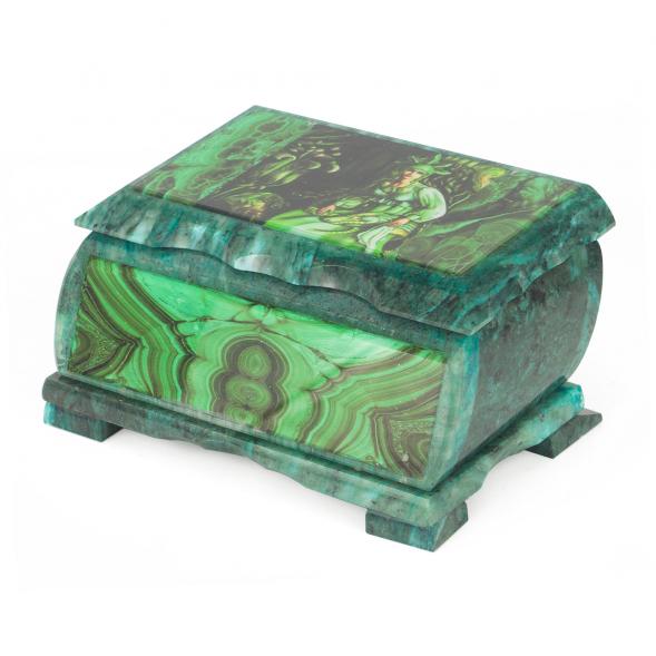 Шкатулка Хозяйка медной горы с иллюстрацией под малахит н2 17,5х10,5х8 см 118778