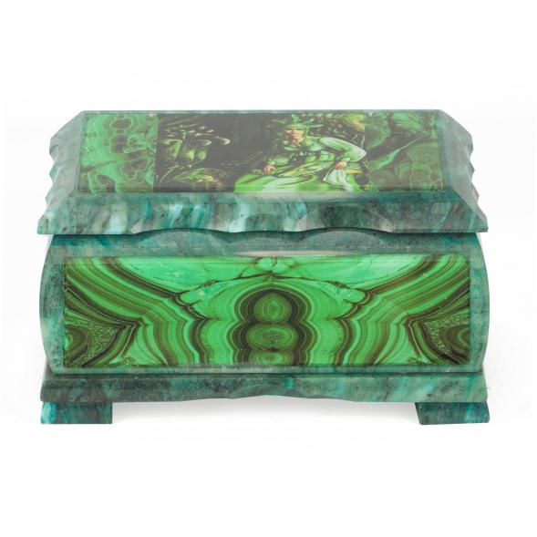 Шкатулка Хозяйка медной горы с иллюстрацией под малахит н2 17,5х10,5х8 см 118778