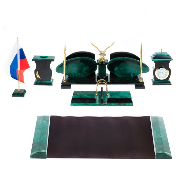 Настольный набор &amp;quot;Орел&amp;quot; из змеевика с бюваром 127992