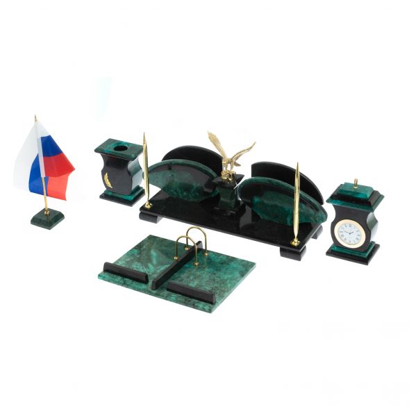 Настольный набор &amp;quot;Орел&amp;quot; из змеевика с бюваром 127992