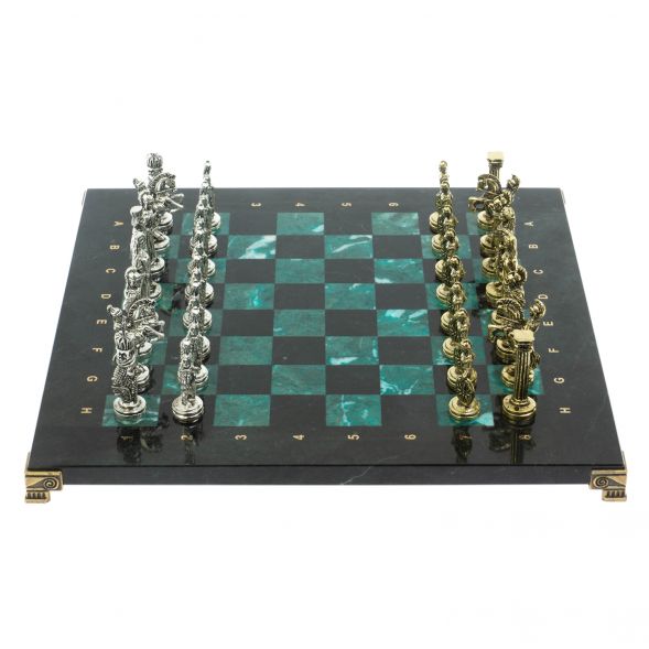 Шахматы подарочные &amp;quot;Александр Македонский&amp;quot; 36х36 см из змеевика 128231