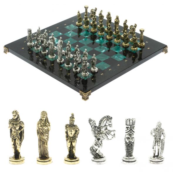 Шахматы подарочные &amp;quot;Александр Македонский&amp;quot; 36х36 см из змеевика 128231