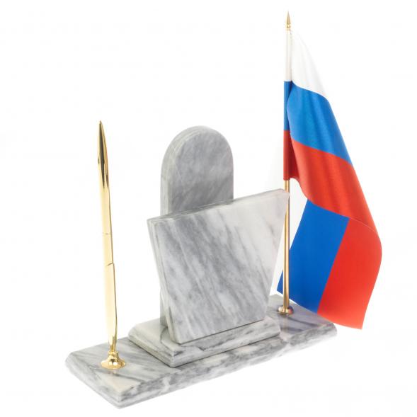 Настольный набор &amp;quot;Погон Майор МВД&amp;quot; с часами мрамор 129635