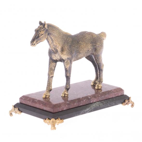Настольная статуэтка из бронзы &amp;quot;Лошадь&amp;quot; на подставке из камня креноид 121928