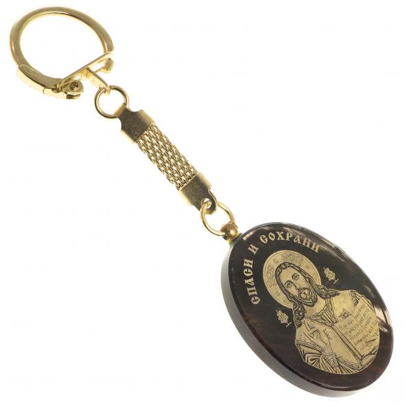 Брелок-оберег с молитвой &amp;quot;Спаситель&amp;quot; камень обсидиан 123086