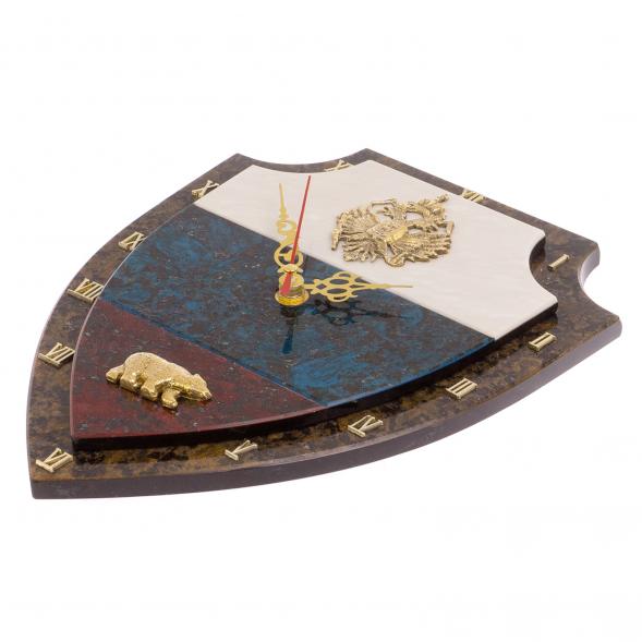 Часы настенные &amp;quot;Флаг РФ&amp;quot; лабрадорит, змеевик, мрамор 125291