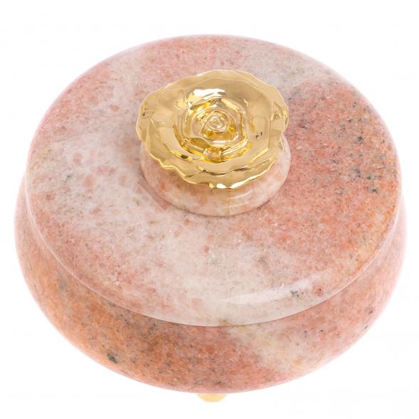 Шкатулка с декором из бронзы &amp;quot;Роза&amp;quot; из розового мрамора 125922