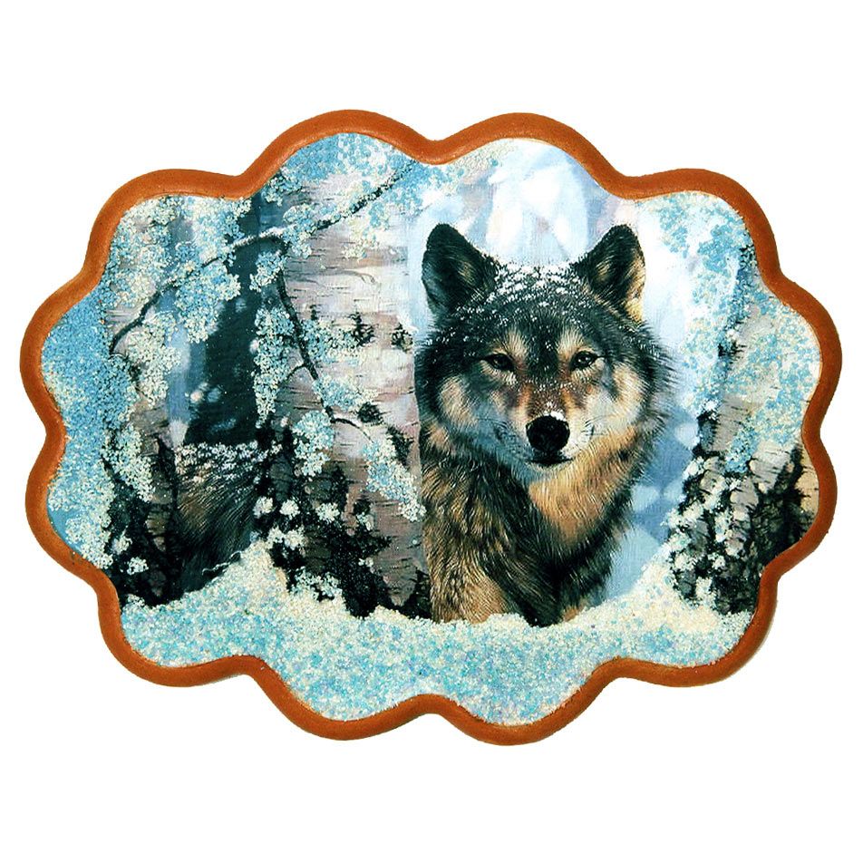 Панно с рисунком из камня Волк в зимнем лесу 34х26 см 117111 купить в  Симферополе в интернет-магазине Уральский сувенир