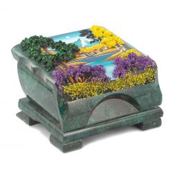 Шкатулка с рисунком из каменной крошки "Осень" 11,5х11х8 см