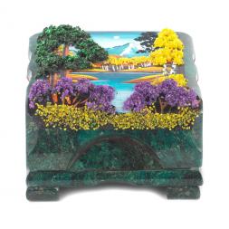 Шкатулка с рисунком из каменной крошки "Осень" 11,5х11х8 см