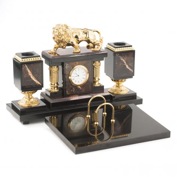 Письменный набор &amp;quot;Лев&amp;quot; камень яшма долерит 119603