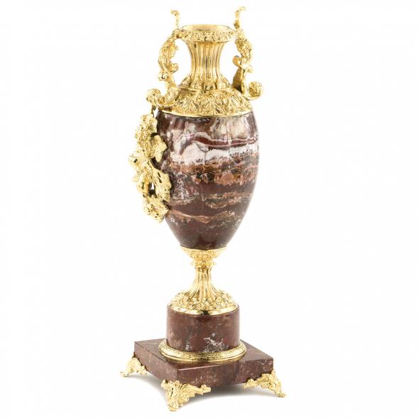 Интерьерная ваза с часами &amp;quot;Виноград&amp;quot; камень креноид бронза 120186