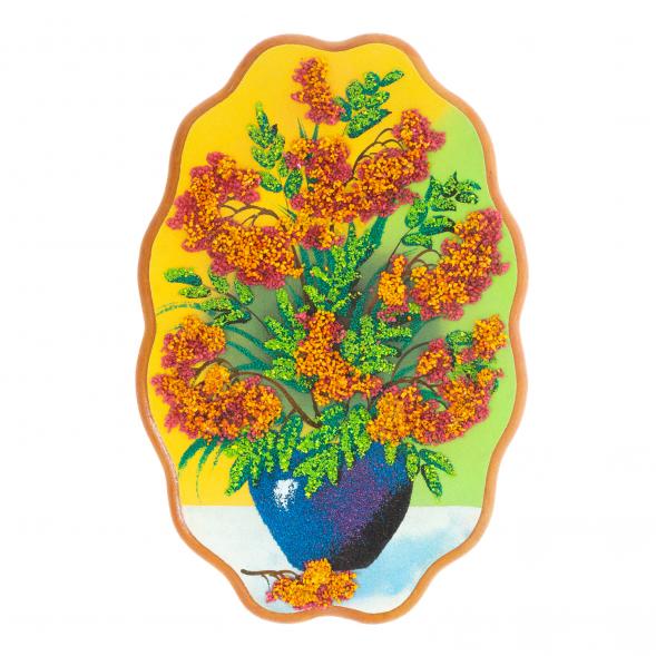 Декоративное панно картина с рисунком из каменной крошки &amp;quot;Рябина&amp;quot; 29х19 см