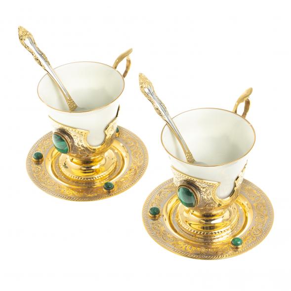 Кофейный / чайный набор &amp;quot;Малахит&amp;quot; на 2 персоны 200 мл Златоуст 122947