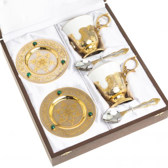 Кофейный / чайный набор &amp;quot;Малахит&amp;quot; на 2 персоны 200 мл Златоуст 122947