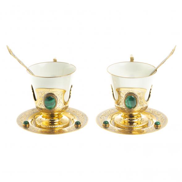 Кофейный / чайный набор &amp;quot;Малахит&amp;quot; на 2 персоны 200 мл Златоуст 122947