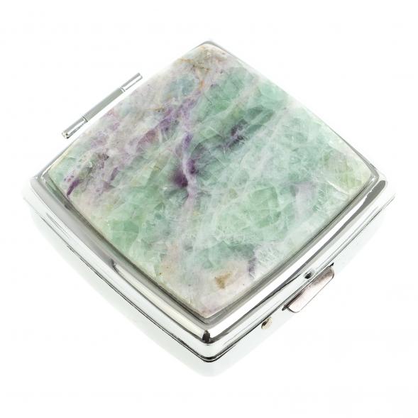 Таблетница на 2 отсека зеленый флюорит цвет серебро 123365