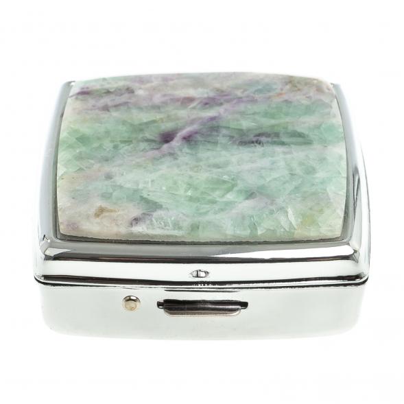 Таблетница на 2 отсека зеленый флюорит цвет серебро 123365