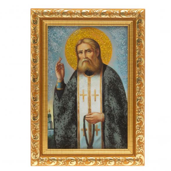 Икона &amp;quot;Св.Серафим Саровский&amp;quot; рамка багет 13х18 см каменная крошка 125612