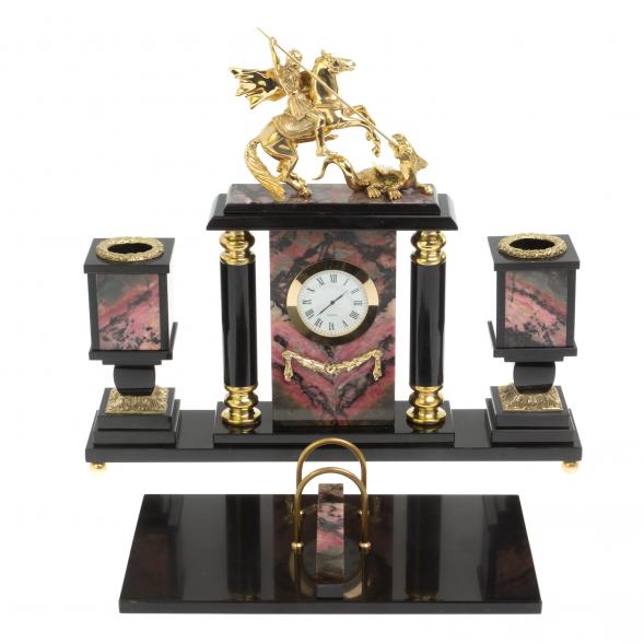 Настольный набор &amp;quot;Георгий Победоносец&amp;quot; из родонита 126974