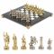Шахматный набор "Римляне" доска 28х28 см мрамор змеевик фигуры цвет золото-серебро