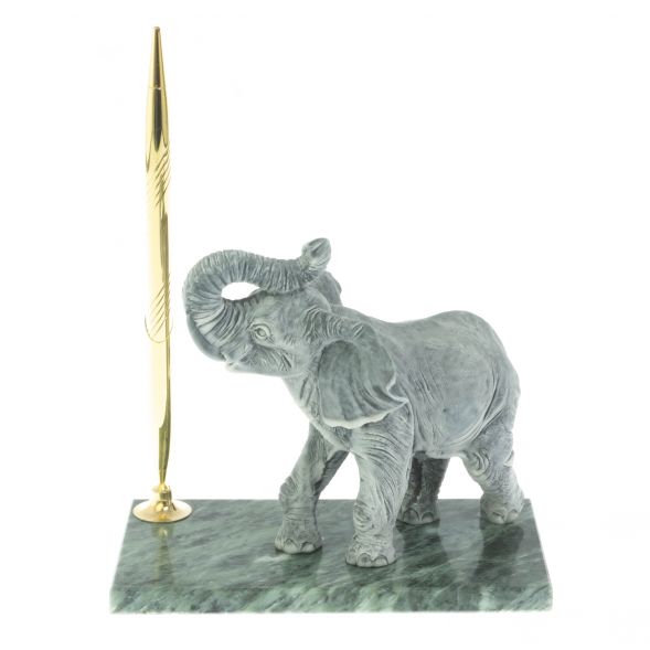 Статуэтка из мрамолита &amp;quot;Слон&amp;quot; на подставке из змеевика 128614